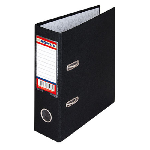 Папка-реєстратор ROMUS A4,арочний,70мм,картон з ламінацією, одностороння, чорна(R882690)